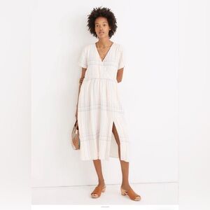Madewell Linen Clara Midi Dress in Plaid | Size M